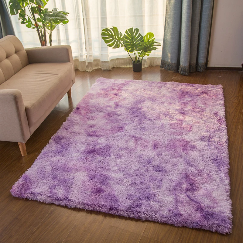 Tapis uni multicolore, moelleux, scandinave, lavable, respectueux des animaux de compagnie, pour grande pièce Clearhalo