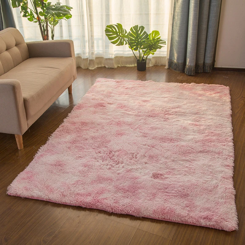 Tapis uni multicolore, moelleux, scandinave, lavable, respectueux des animaux de compagnie, pour grande pièce Clearhalo