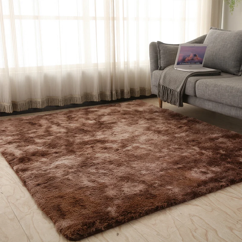 Tapis uni multicolore, moelleux, scandinave, lavable, respectueux des animaux de compagnie, pour grande pièce Clearhalo