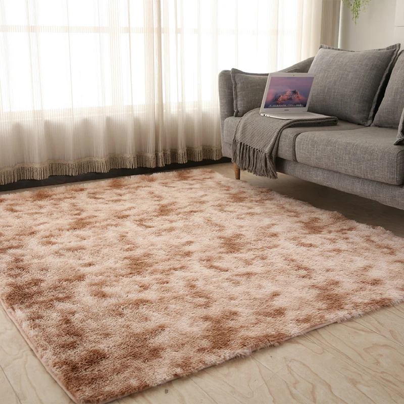 Tapis uni multicolore, moelleux, scandinave, lavable, respectueux des animaux de compagnie, pour grande pièce Clearhalo