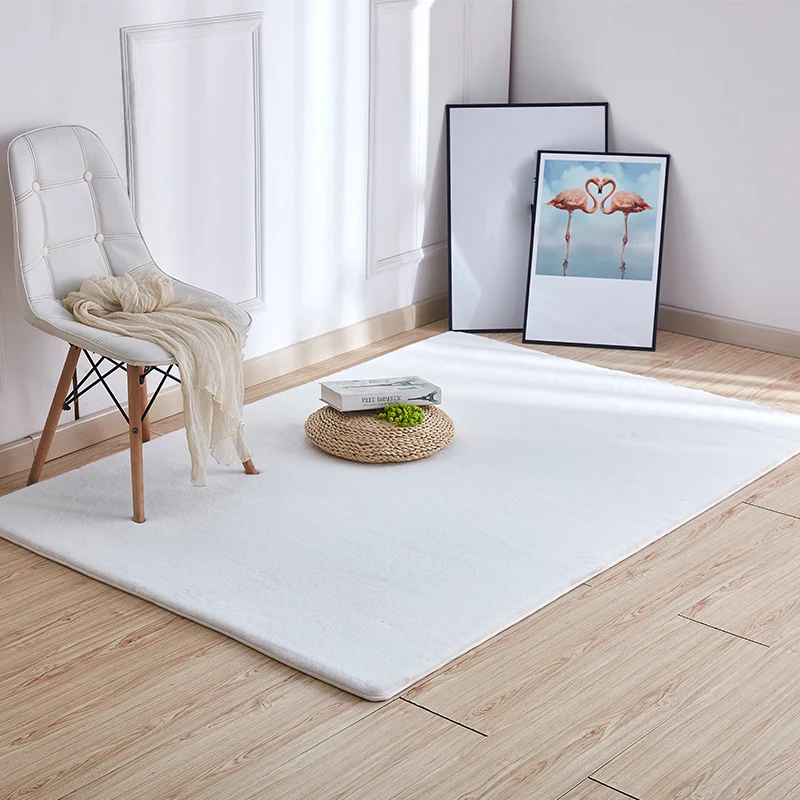 Tapis uni multicolore en peluche, style nordique, lavable, antidérapant, résistant aux taches, pour salon Clearhalo
