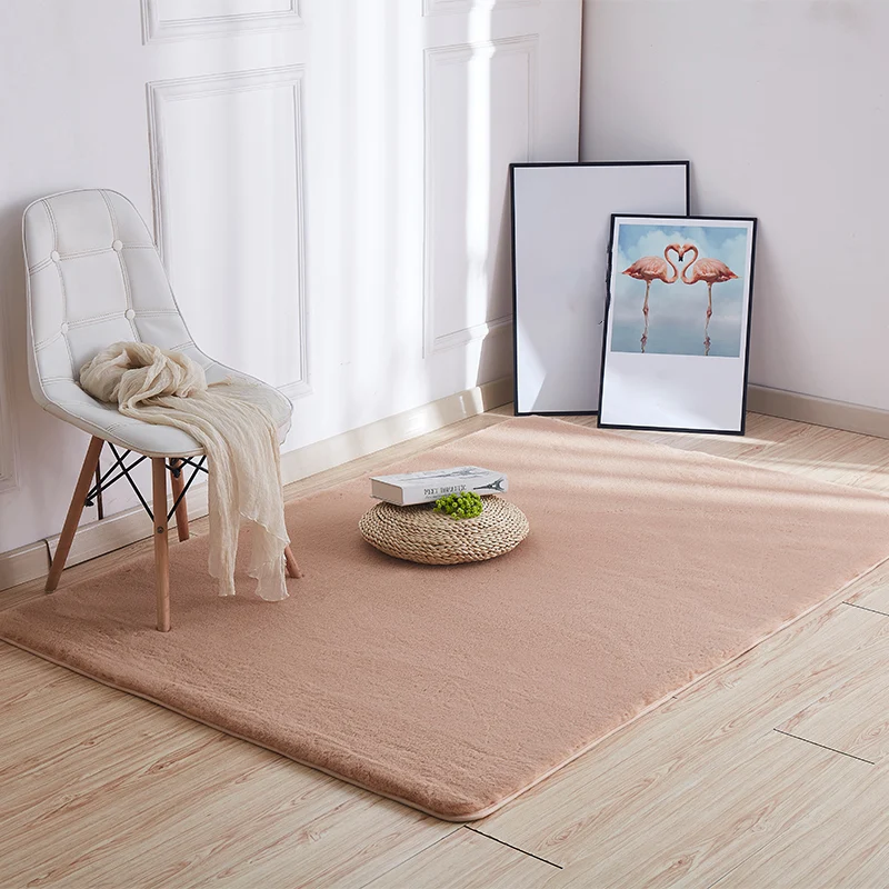 Tapis uni multicolore en peluche, style nordique, lavable, antidérapant, résistant aux taches, pour salon Clearhalo