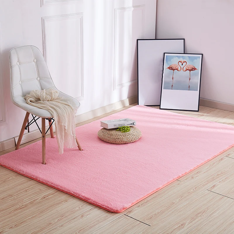 Tapis uni multicolore en peluche, style nordique, lavable, antidérapant, résistant aux taches, pour salon Clearhalo