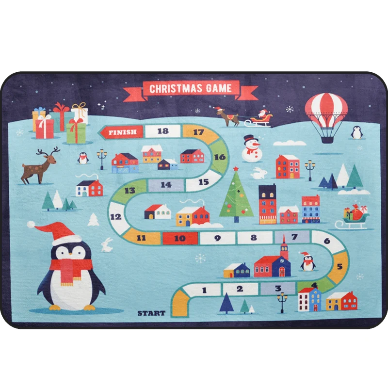 Tapis de zone ferroviaire de dessin animé, tapis multicolore en polypropylène, antidérapant, respectueux des animaux de co...