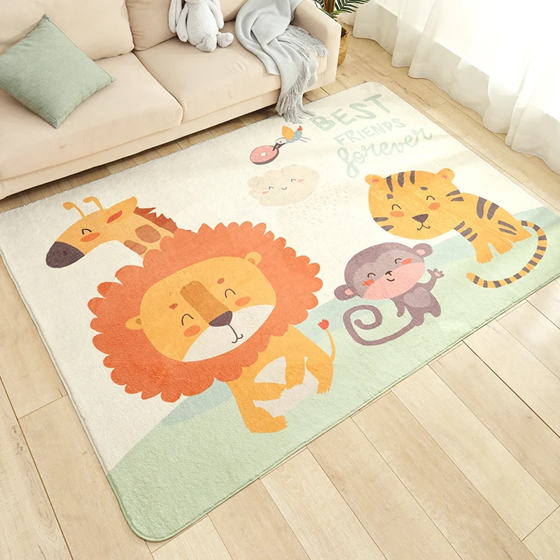 Tapis de zone de Zoo de dessin animé, tapis en Polyester multicolore, support antidérapant, résistant aux taches, pour cha...