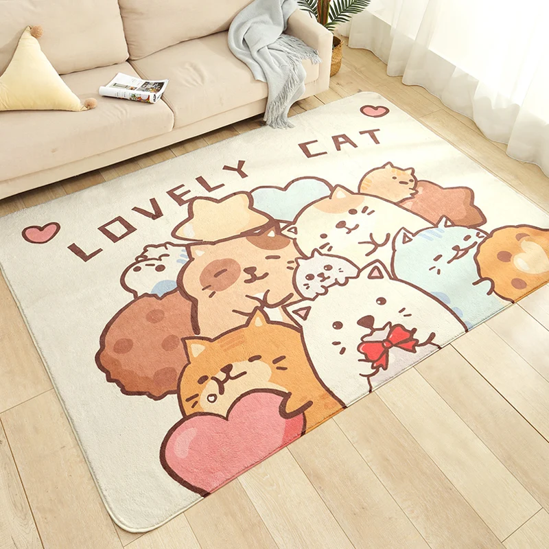 Tapis de zone de Zoo de dessin animé, tapis en Polyester multicolore, support antidérapant, résistant aux taches, pour cha...