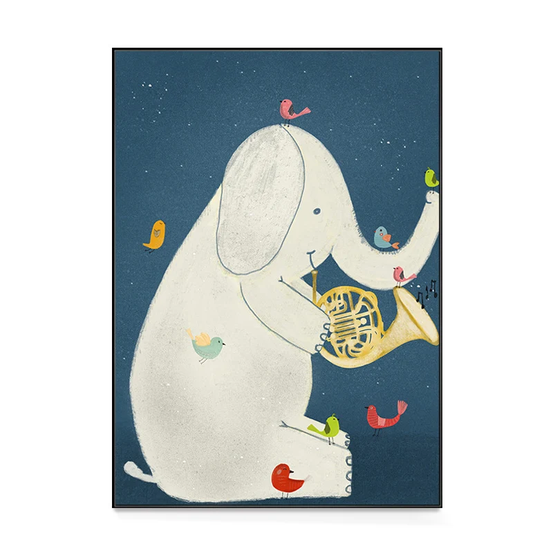 Toile de Concert de nuit pour enfants, décoration murale à motifs d'animaux aux couleurs douces pour l'intérieur de la mai...