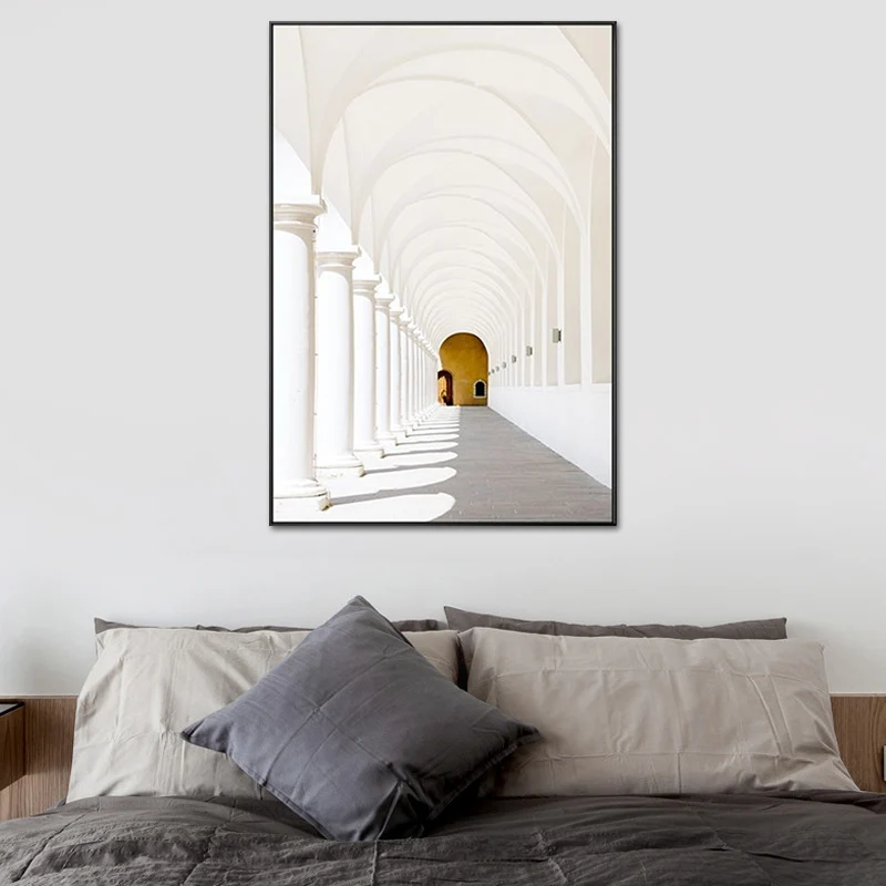 Toile d'arcade intérieure de maison minimaliste, Art mural texturé blanc pour salle familiale Clearhalo