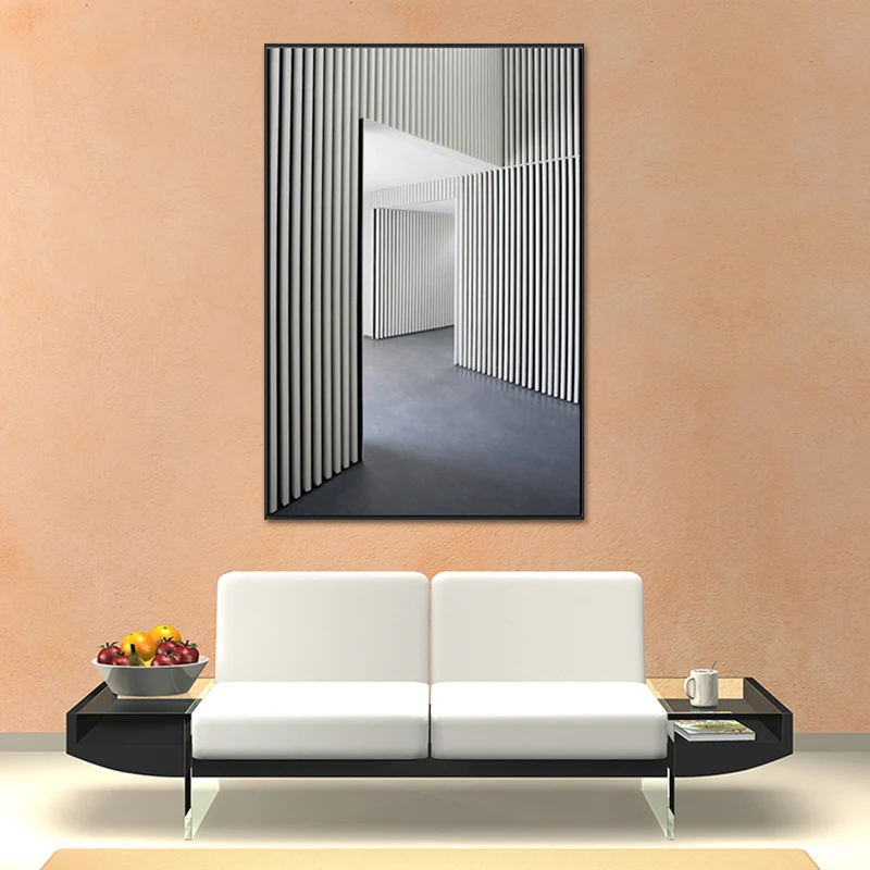 Toile d'architecture à rayures grises, Art mural texturé de Style industriel pour salon Clearhalo