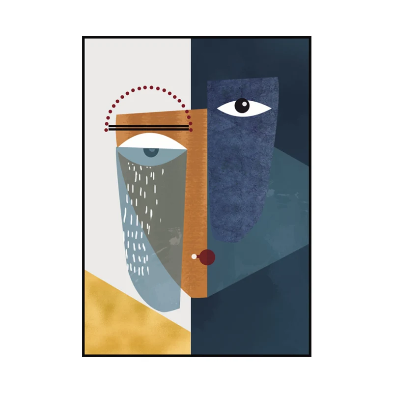 Toile d'art mural avec visage abstrait moderne, décoration murale texturée de couleur Pastel pour la maison Clearhalo