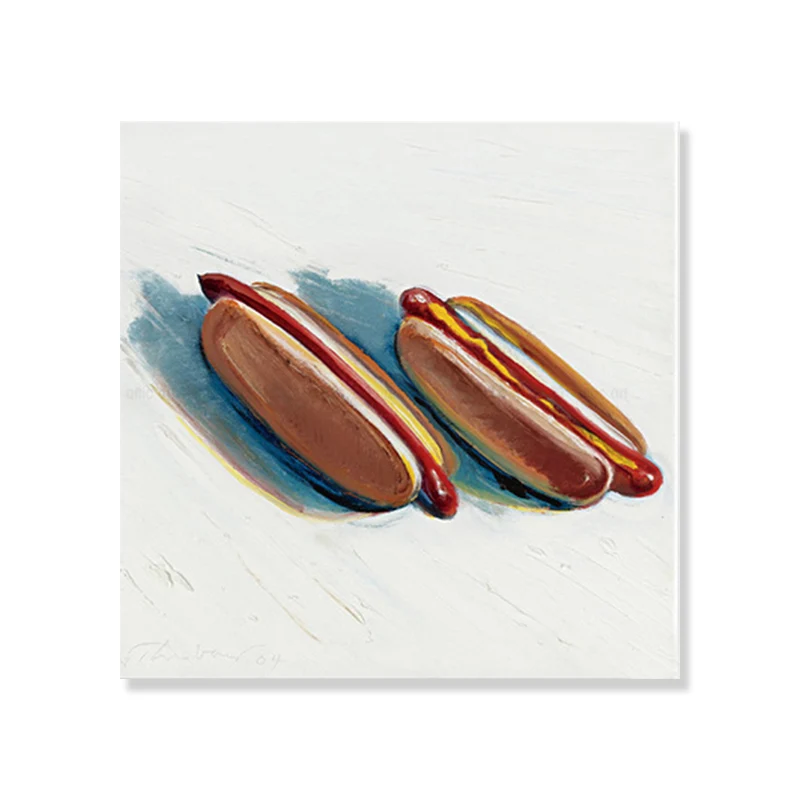 Toile enveloppée de pain Hot Dog marron, peinture texturée de Style Pop Art pour chambre d'enfant Clearhalo