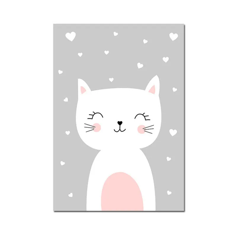 Toile imprimée avec animaux de dessin animé joyeux, couleur claire, peinture de Style enfants pour chambre de bébé Clearhalo