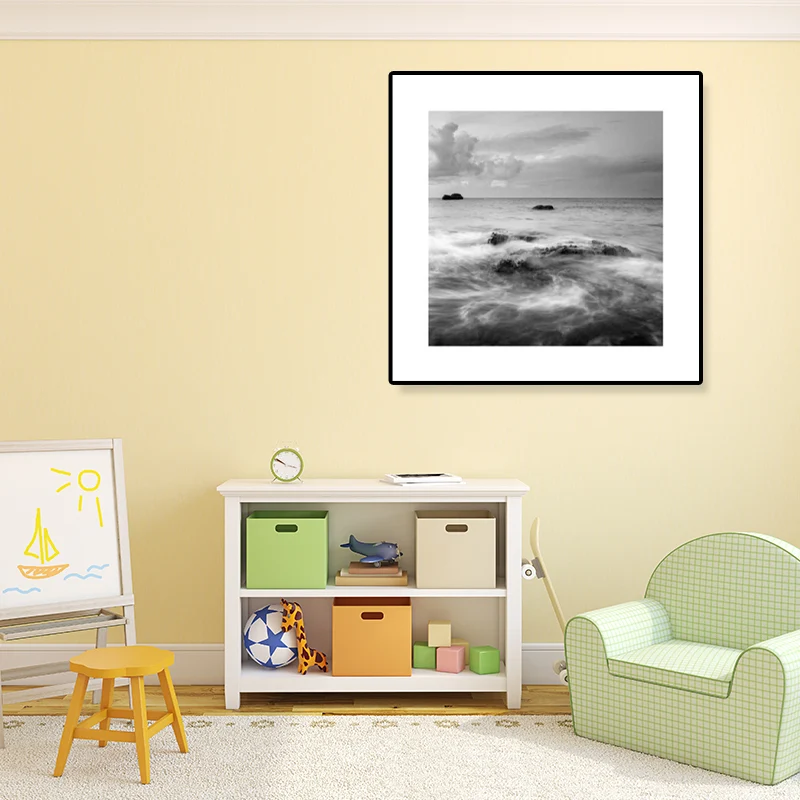 Toile imprimée avec photographie d'océ, couleur foncée, décoration murale moderne pour l'intérieur de la maison Clearhalo