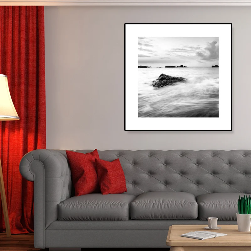 Toile imprimée avec photographie d'océ, couleur foncée, décoration murale moderne pour l'intérieur de la maison Clearhalo