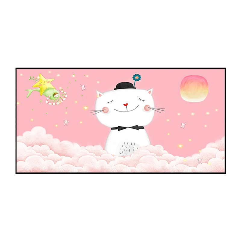 Toile imprimée d'animaux de dessin animé, couleur Pastel, conte de fées, décoration murale pour école maternelle Clearhalo