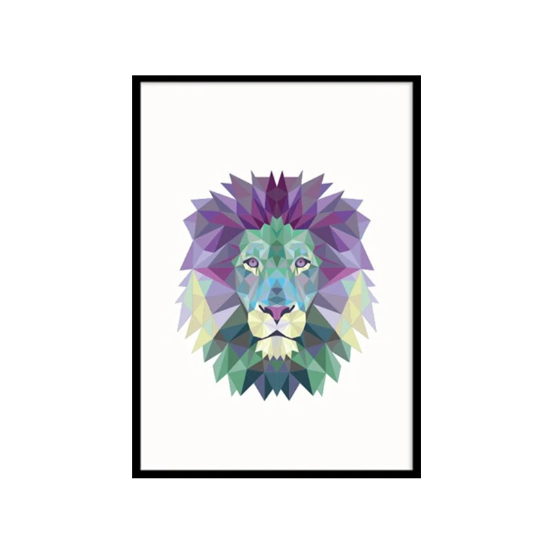 Toile murale moderniste à tête de lion, peintures d'animaux violets, options de tailles multiples Clearhalo