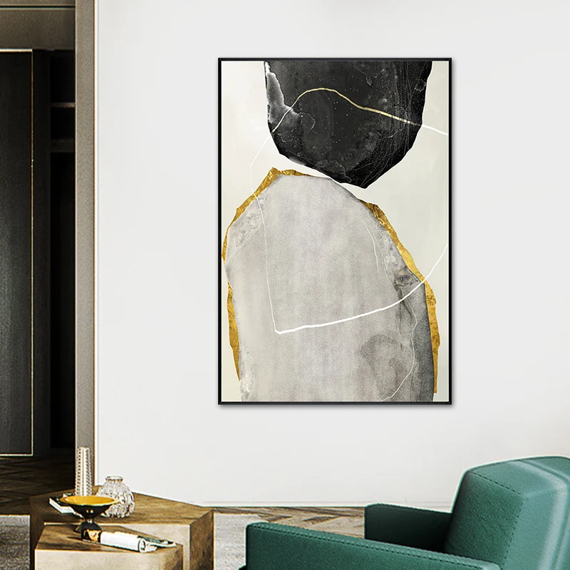 Toile de peinture à motif de marbre texturé, impression artistique de Style scandinave pour salle de jeux Clearhalo