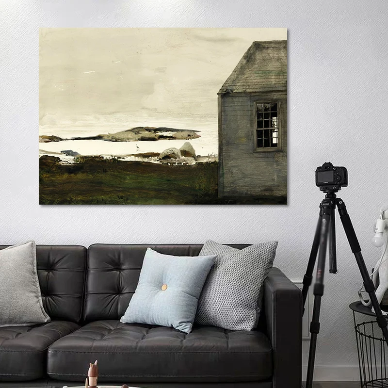 Toile de peinture de paysage de ferme, décor artistique mural noir texturé pour salle familiale Clearhalo