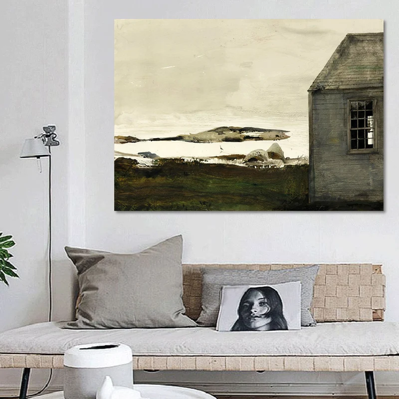 Toile de peinture de paysage de ferme, décor artistique mural noir texturé pour salle familiale Clearhalo