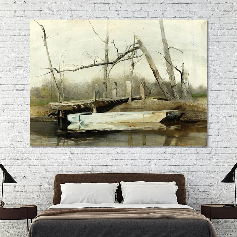 Toile de peinture de paysage de ferme, décor artistique mural noir texturé pour salle familiale Clearhalo
