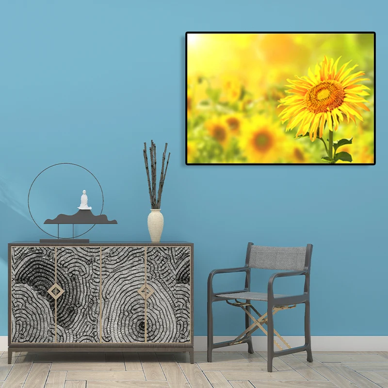 Toile de tournesol texturée, décoration murale moderniste pour chambre de fille, plusieurs tailles Clearhalo