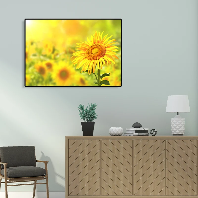Toile de tournesol texturée, décoration murale moderniste pour chambre de fille, plusieurs tailles Clearhalo