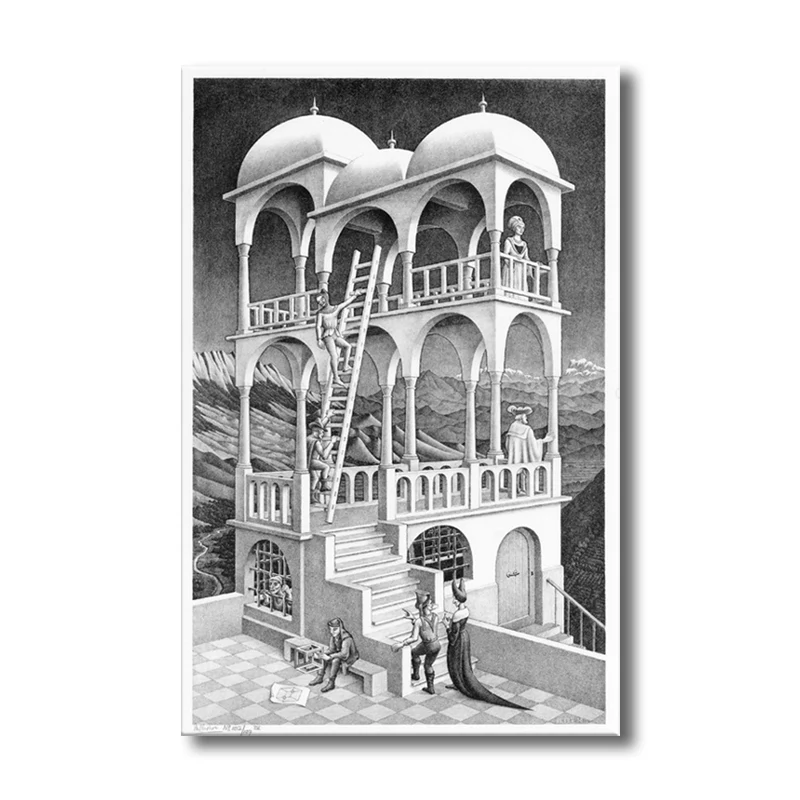 Tour de guet au crayon à effet 3D, impression d'art sur toile grise, décoration murale texturée Clearhalo