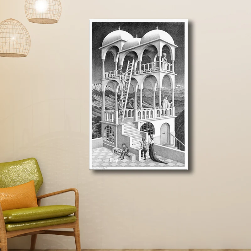 Tour de guet au crayon à effet 3D, impression d'art sur toile grise, décoration murale texturée Clearhalo