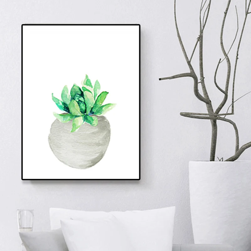 Tropix – peinture de plantes succulentes, toile texturée, impression d'art mural vert pour le salon Clearhalo