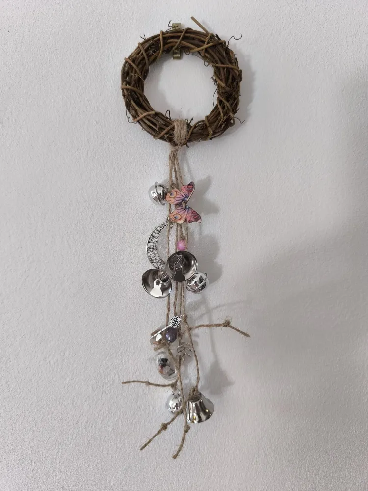 Cloche de sorcière décorative couleurs rose et pêche diamètre 8 cm