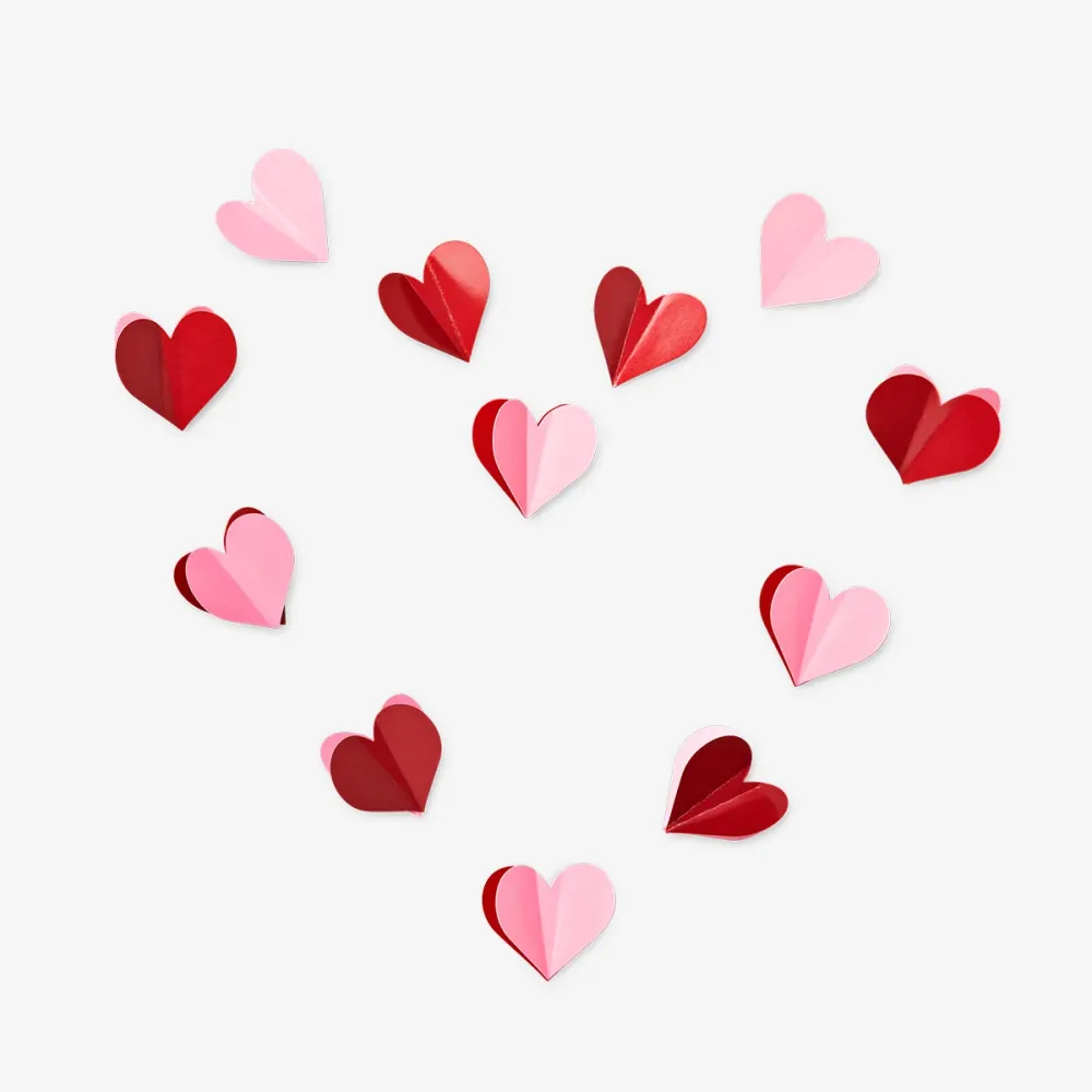 Coeurs décoratifs en papier rose et rouge - 20 pcs