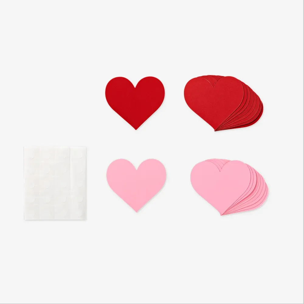 Coeurs décoratifs en papier rose et rouge - 20 pcs