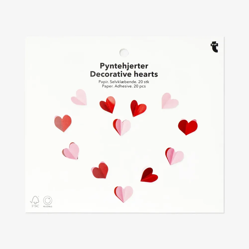 Coeurs décoratifs en papier rose et rouge - 20 pcs