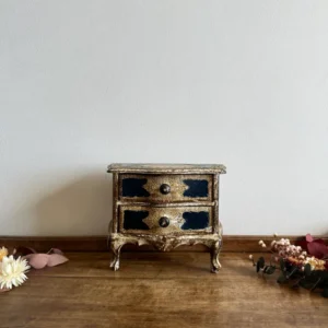 Coffret en bois bleu et crème style florentin années 70