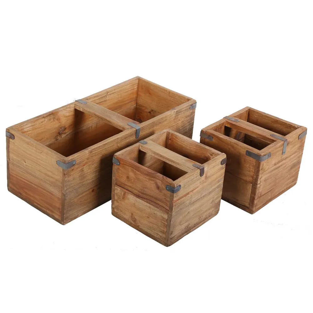 Coffret en bois de teck Enzo, lot de 3