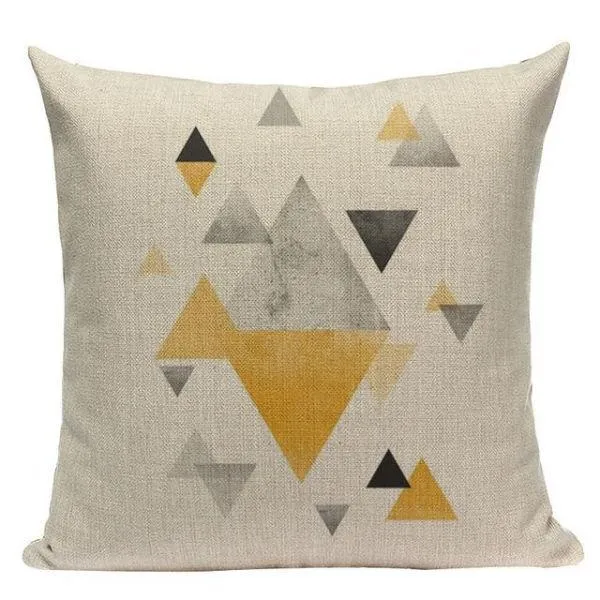 Coussin Motif Géométrique Jaune Coin Coussin