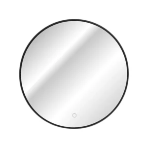 Miroir Mural Rond LED Tactile - Cadre Noir - D 80 Cm - Lustro Luna COMAD