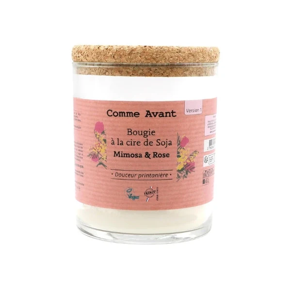 Bougie à la cire de soja - Mimosa & Rose - 190 g - Comme Avant
