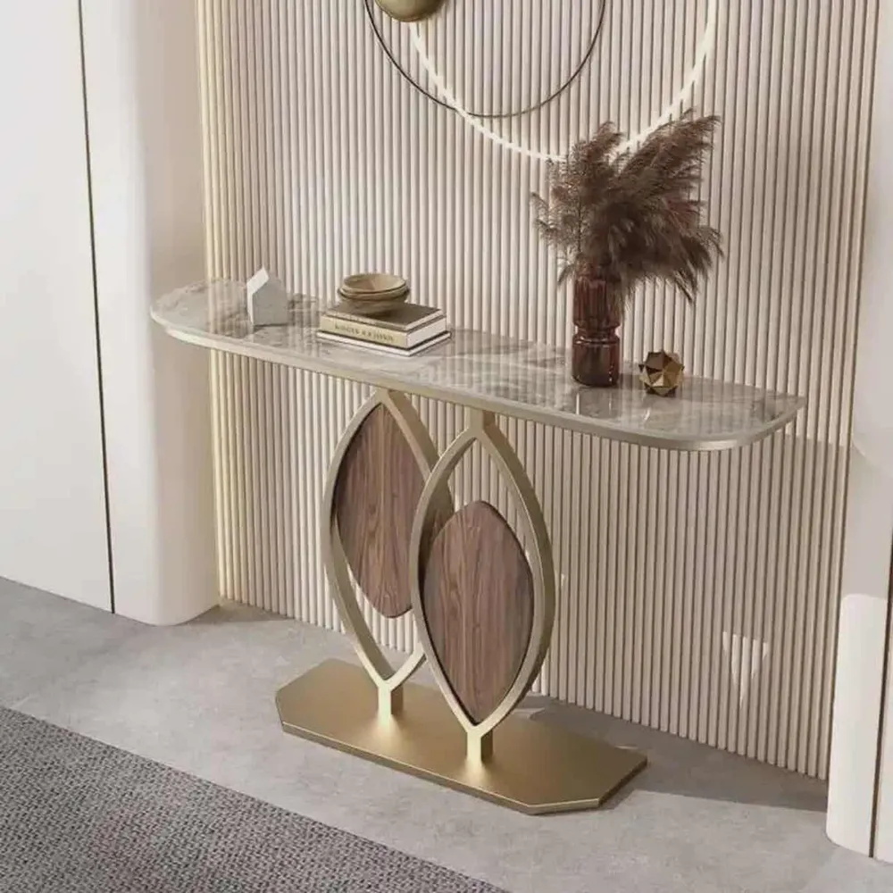 Console moderne dorée et marron, édition limitée en fer