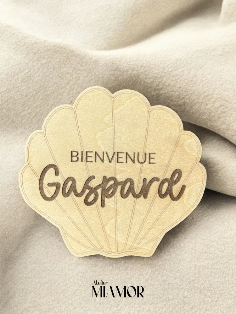 Coquillage en bois annonce naissance