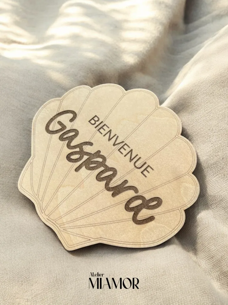Coquillage en bois annonce naissance