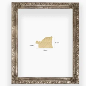 COR.325.231 cadre en bois à la feuille argent antique