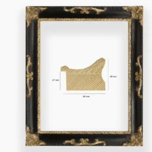 COR.620.601 cadre en bois à la feuille d'or gorge noire