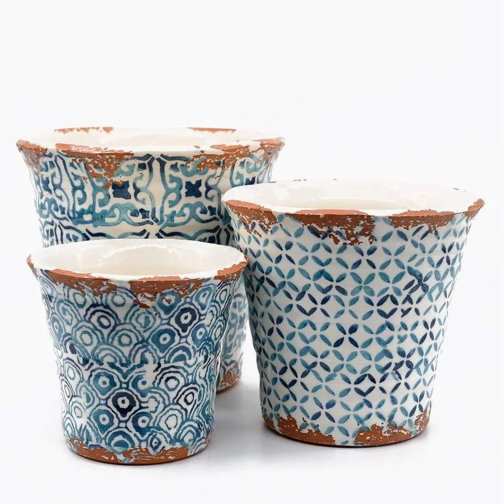 Ensemble de 3 cache pot en terre cuite vitrifiée "Alentejo" COST
