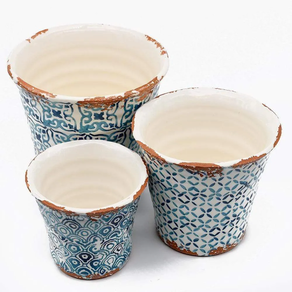 Ensemble de 3 cache pot en terre cuite vitrifiée "Alentejo" COST