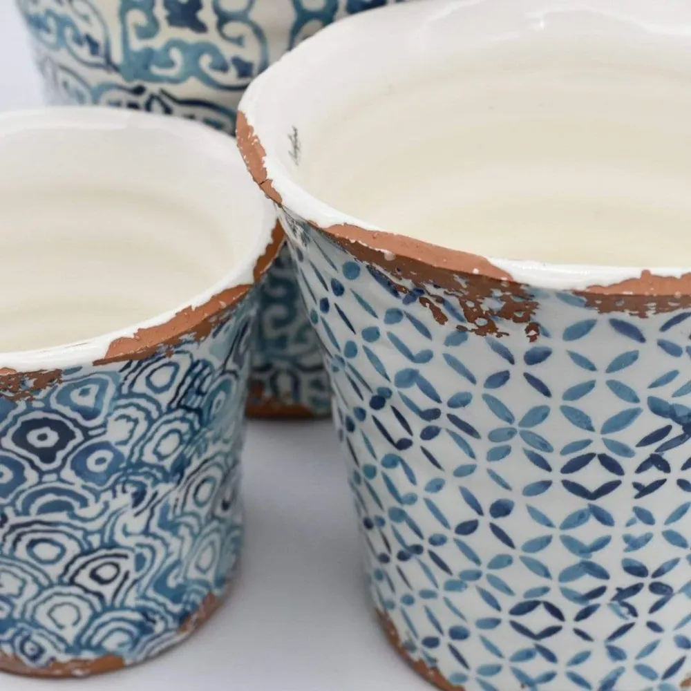 Ensemble de 3 cache pot en terre cuite vitrifiée "Alentejo" COST