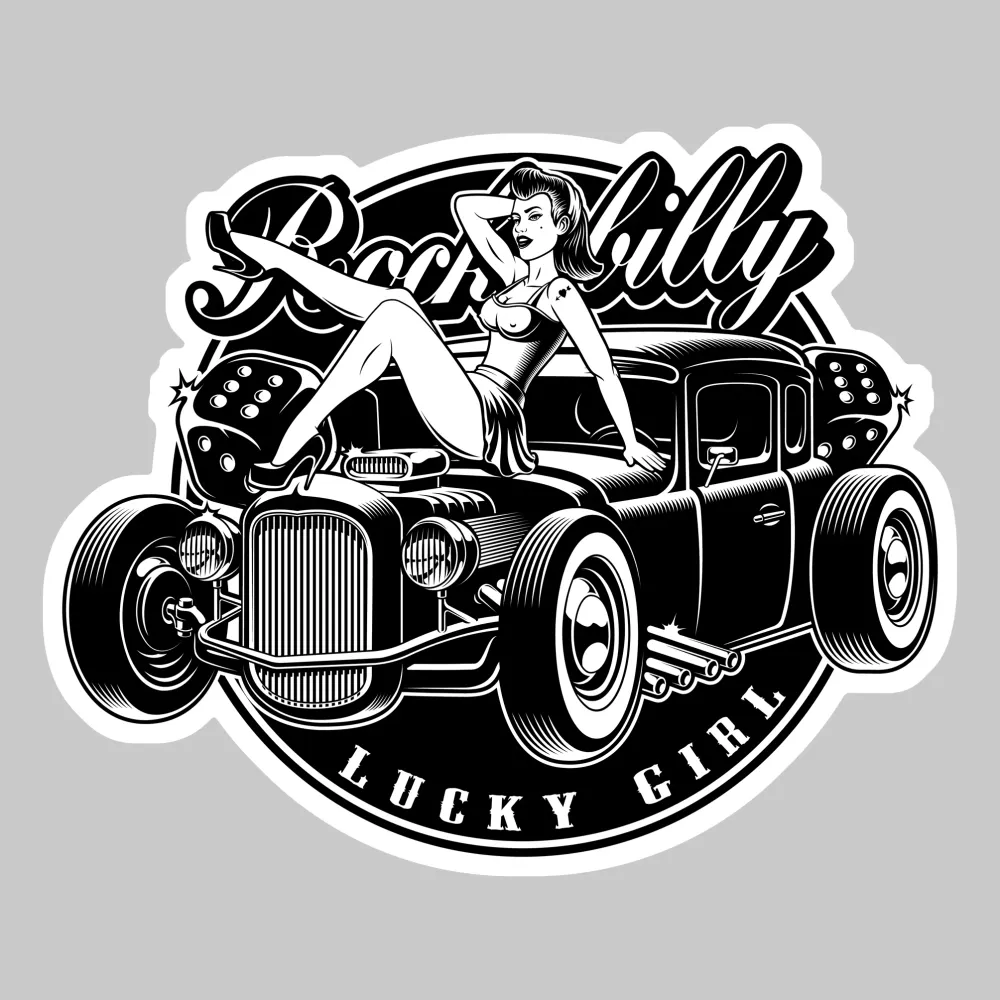 STICKER PINUP HOT ROD GARAGE - PF053 Couleur Course