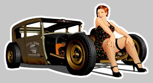 STICKER PINUP RAT HOT ROD - PA088 Couleur Course