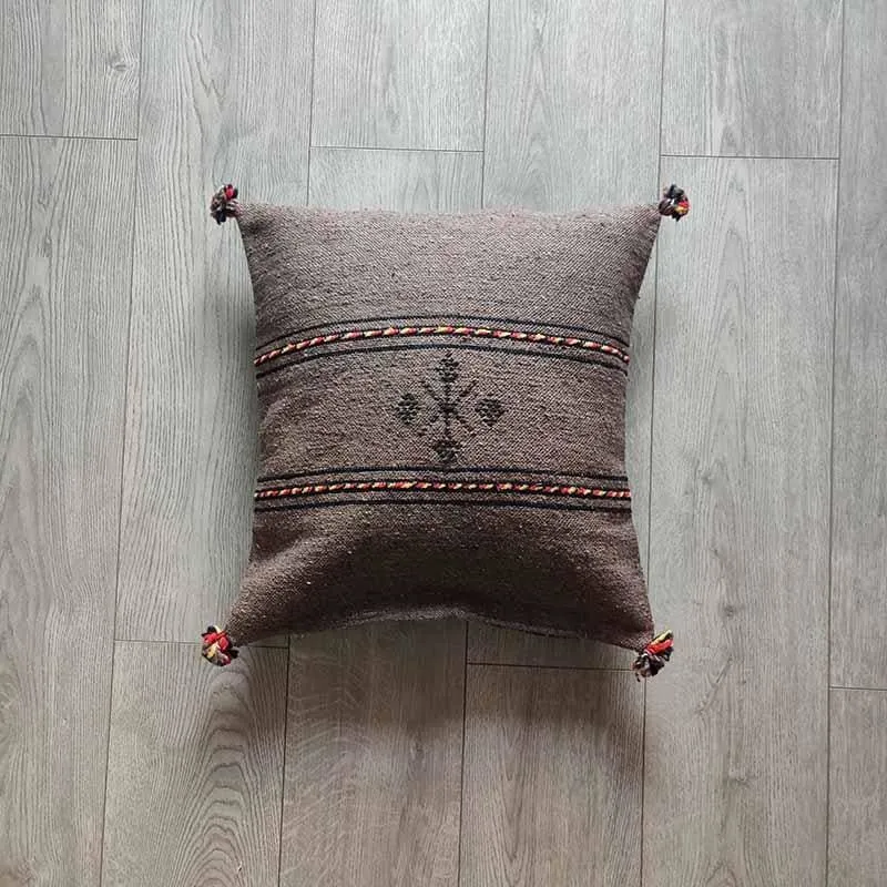 Coussin Berbère Marron en Coton