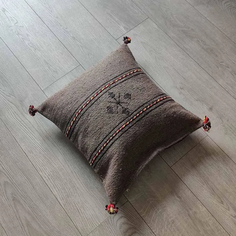Coussin Berbère Marron en Coton